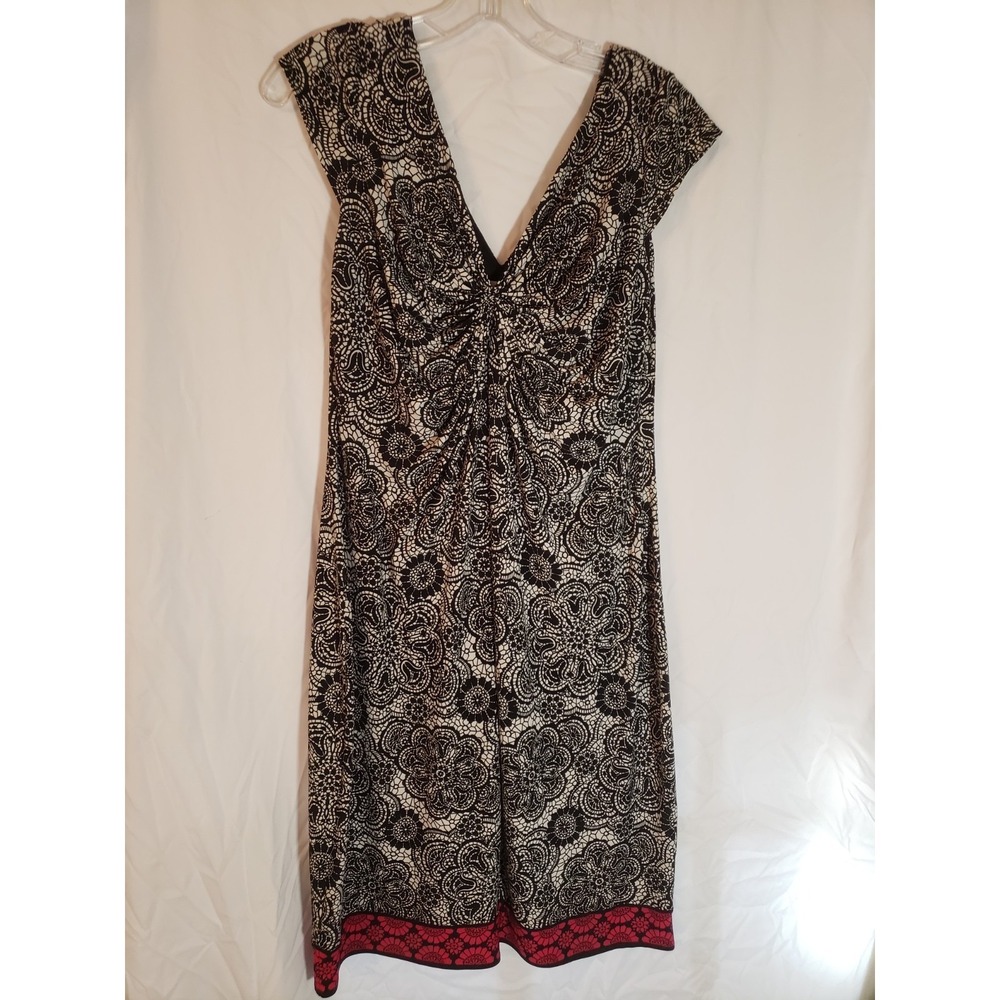 Women's London Times Black Print Sleeveless Dress Size 14